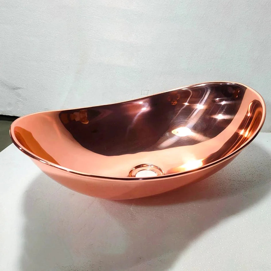 Copper Handfracted Vessel Bathroom Sink - Brassna