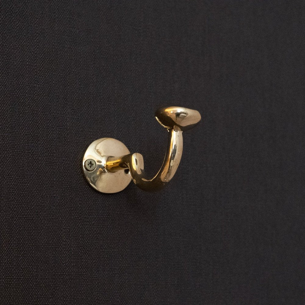 Handcrafted Unlacquered Brass Hooks For Wall - Brassna