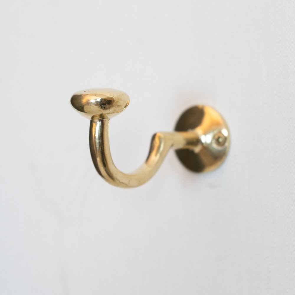 Handcrafted Unlacquered Brass Hooks For Wall - Brassna
